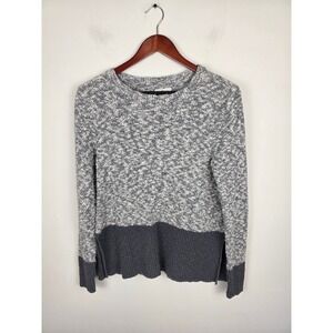 LL Bean Signature Womens XS Grey Marled Cotton Linen‎ Knit Sweater 506288
